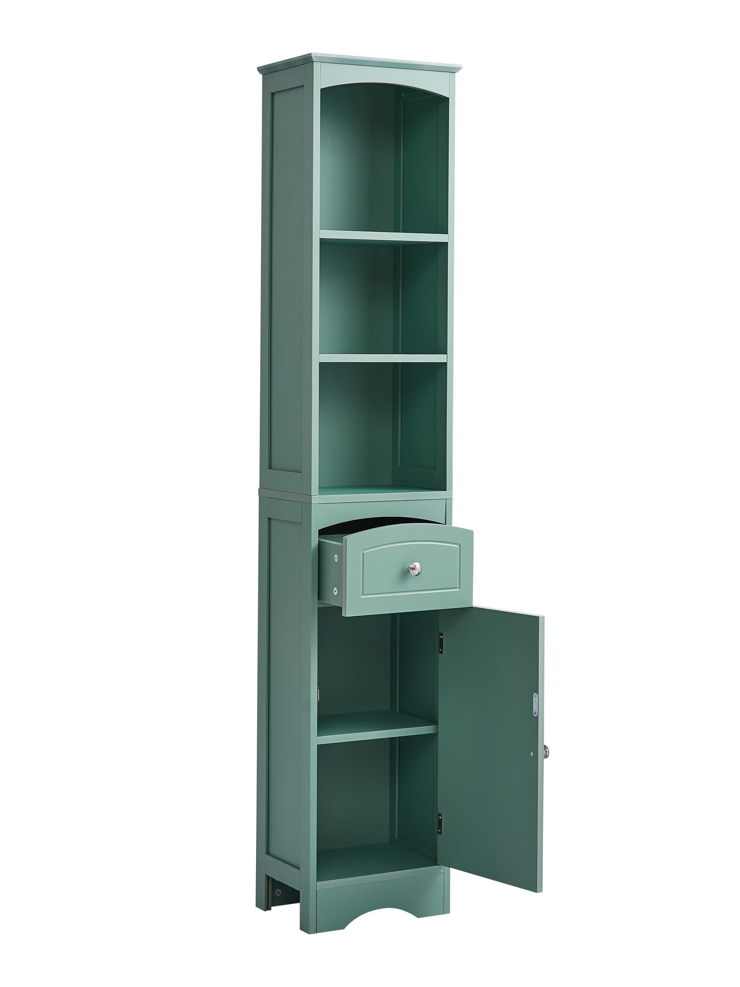 Tower Bathroom Cabinet with Drawer - Green