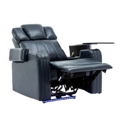 Xavier PU Leather Power Recliner - Blue