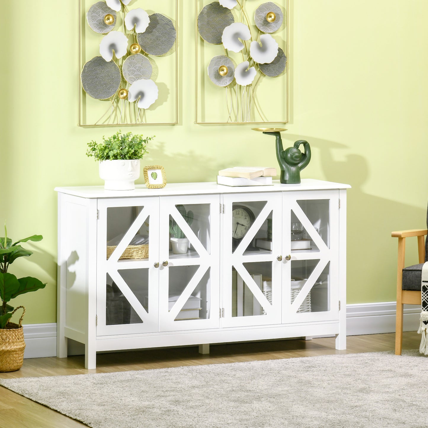 Svala Sideboard Buffet with 4 Tempered Glass Doors