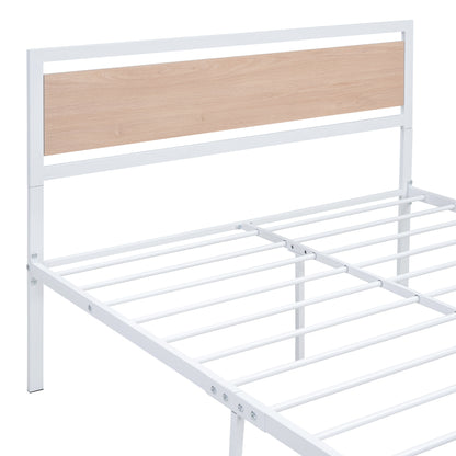 Quasar Full Size Metal and Wood Platform Bed - White