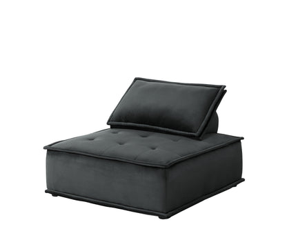 Anna Velvet 6-Seater U-Shape Modular Sectional Sofa - Black