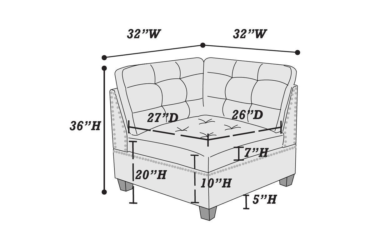 Eleni Modular Sofa Set 6pc Set  4x Corner Wedge 1x Armless Chair and 1x Ottoman  - Coffee