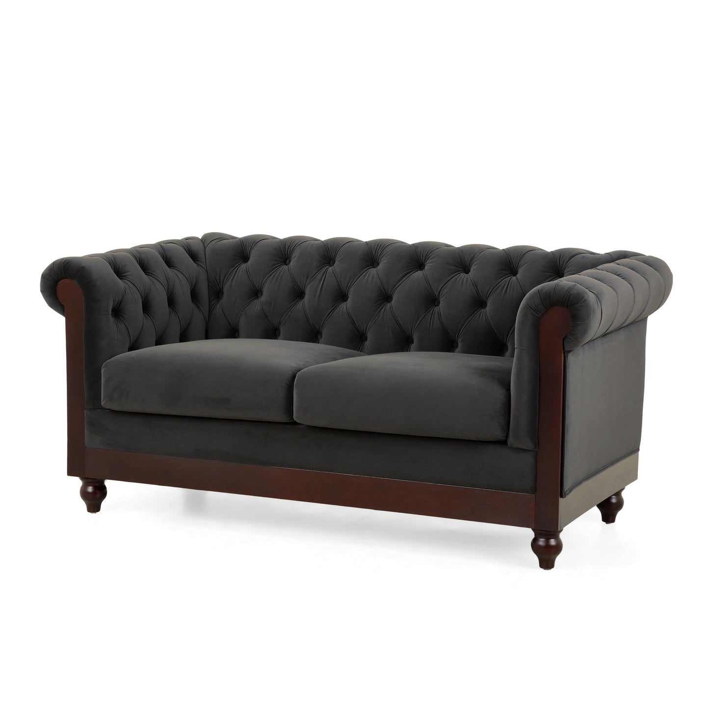 Vivalux Velvet Loveseat Sofa - Dark Gray