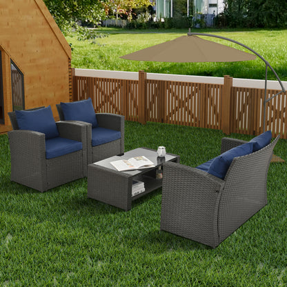 Moray 4 Pc Outdoor Patio Seating Set - Light Blue