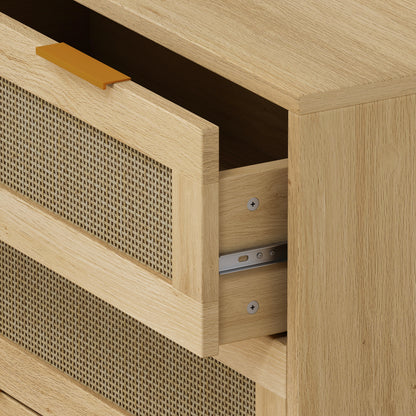 Tero 3-Drawers Rattan Storage Cabinet - Oak