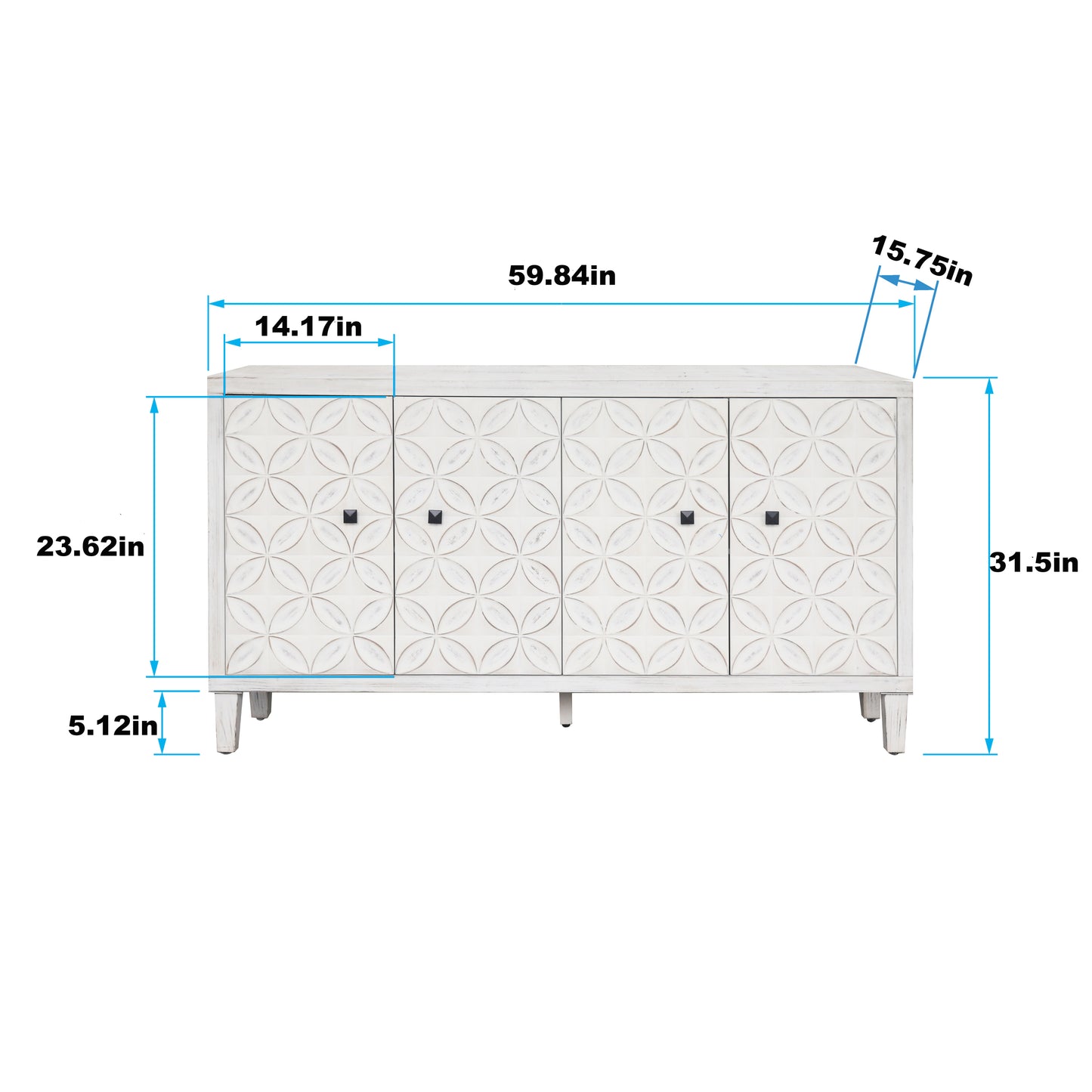 Layla Buffet Server Cabinet - White Washed