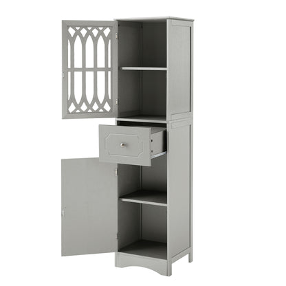 Statured Bathroom Cabinet with Drawer and Doors - Gray