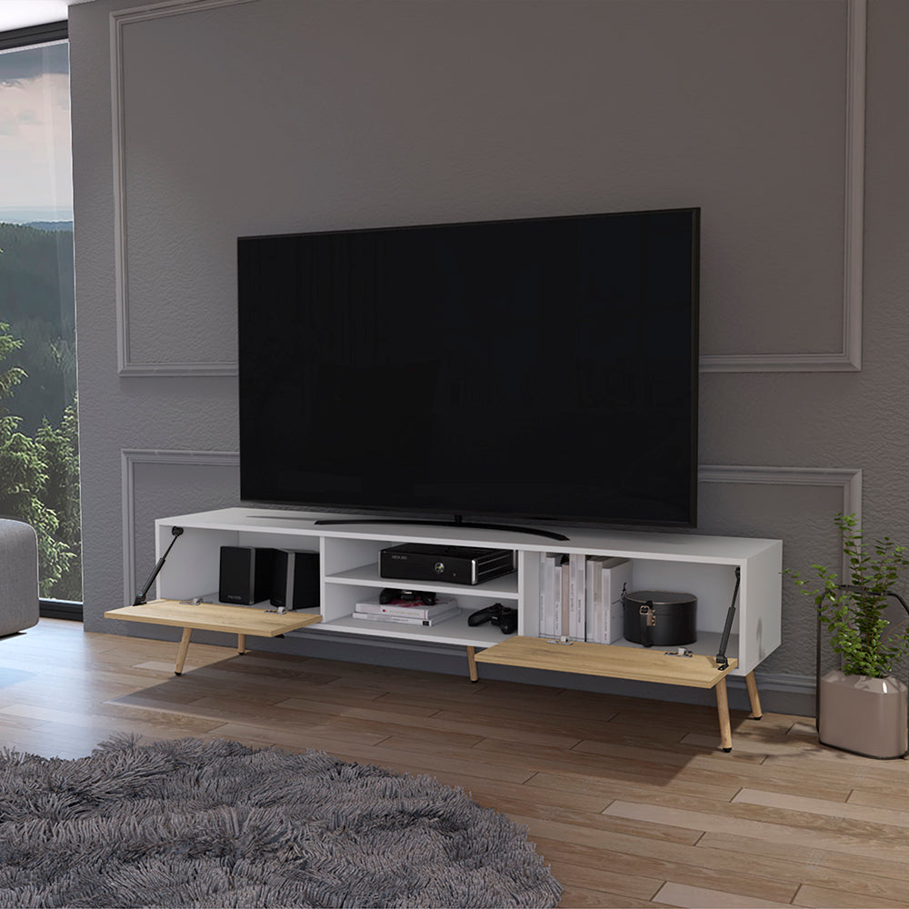 Adena II TV Stand - White/Macadamia