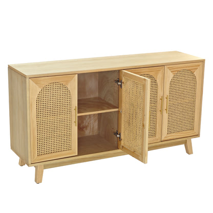 Xenia 4-Door Cabinet with Rattan - Natural