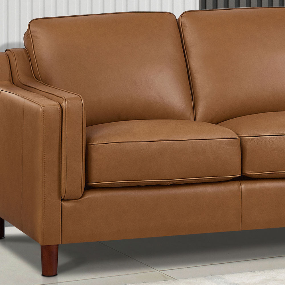 Bella Top Grain Leather Loveseat - Brown