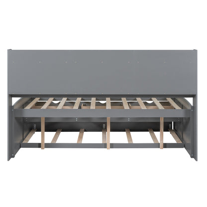 Gini Full Size Daybed with Trundle and Storage - Light Gray