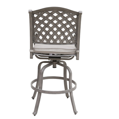 Cast Aluminum Bar Stool With Cushion - Gray Set of 2