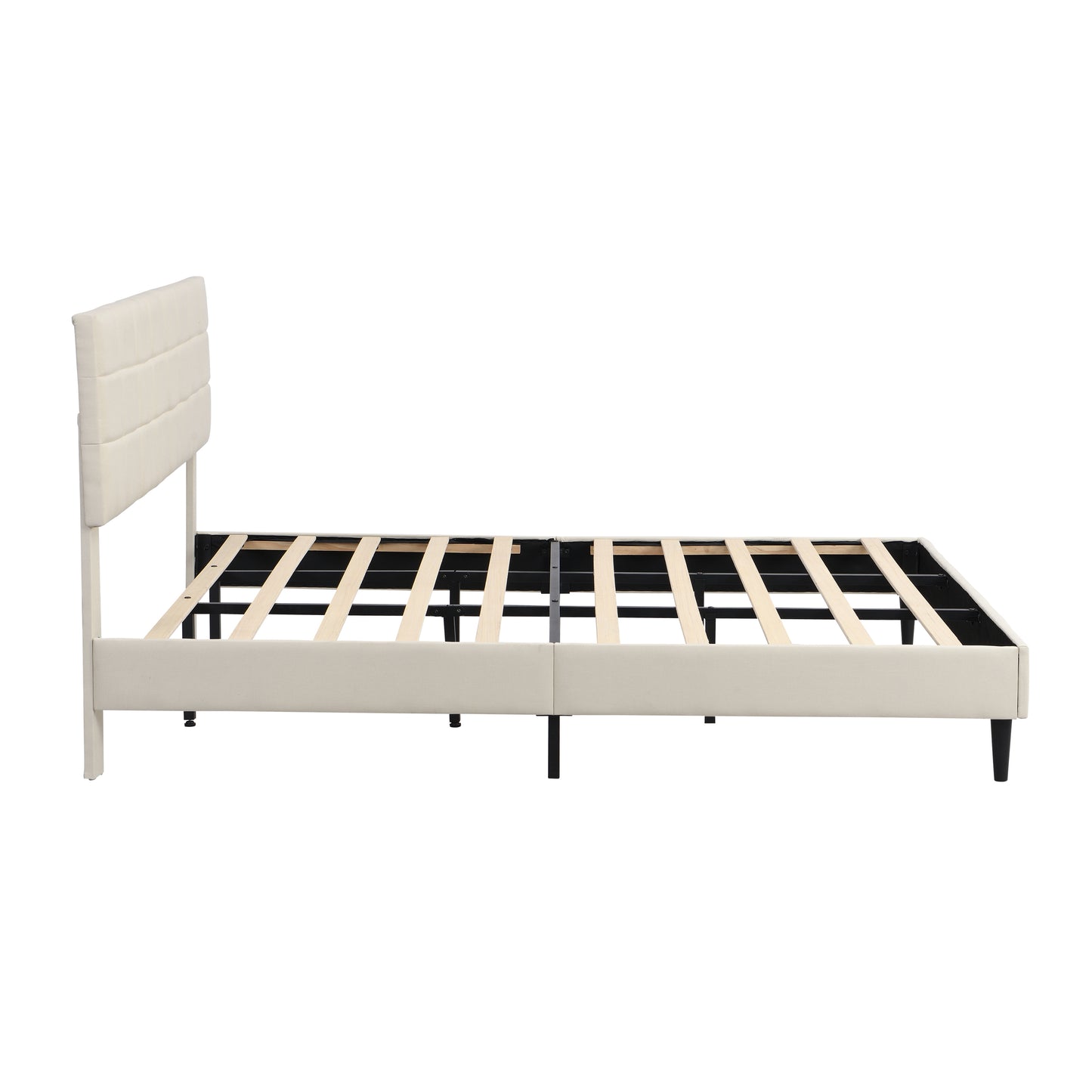 Elegant King Size Platform Bed Frame - Beige