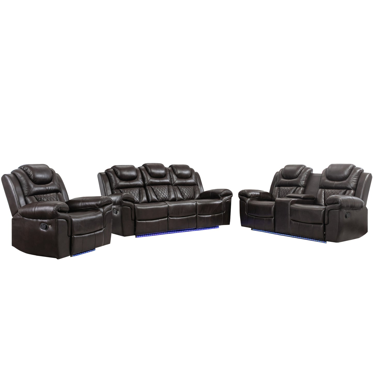 Milo 3 Pieces Recliner Sofa Sets - Brown