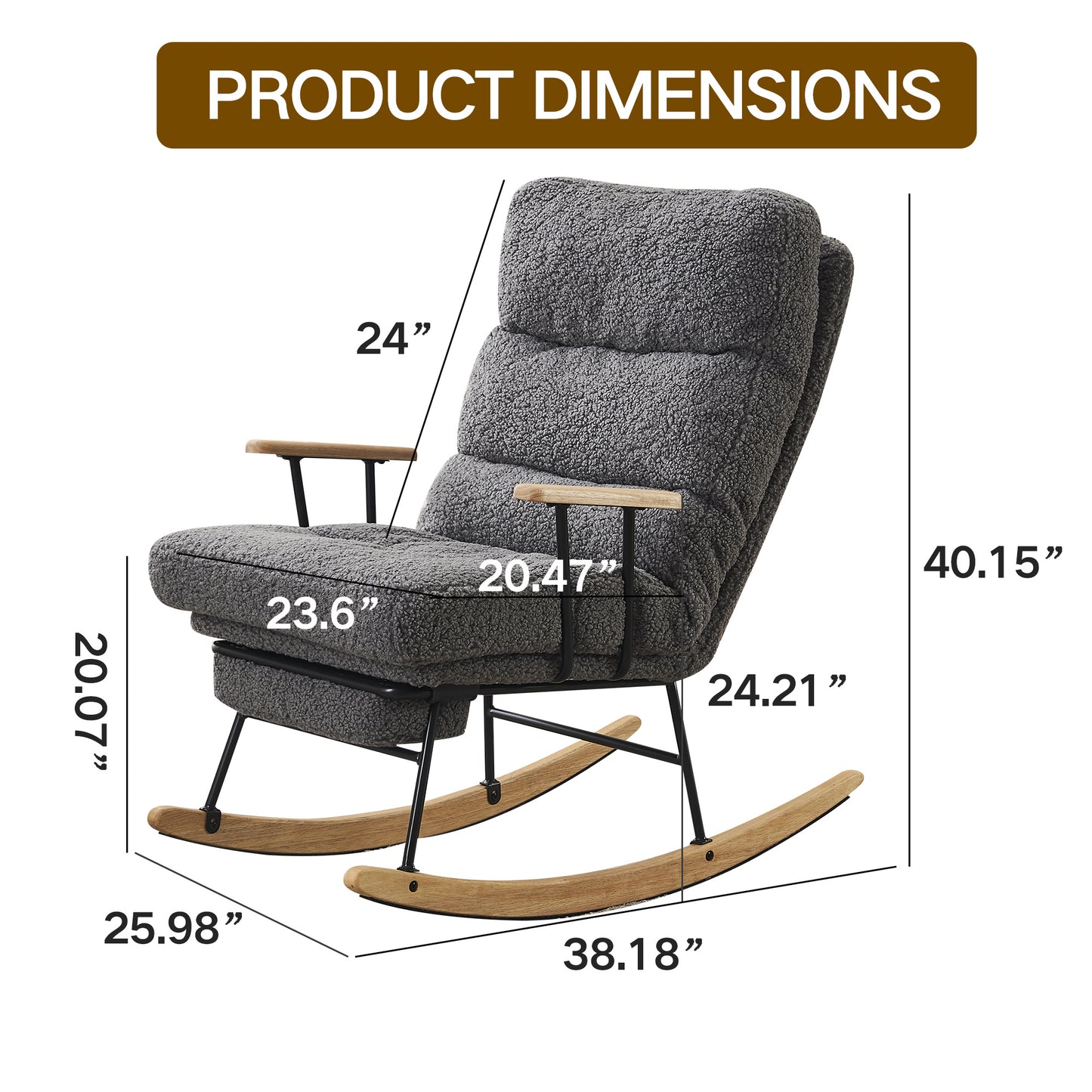 Cordova Gliding Rocking Chair - Dark Gray