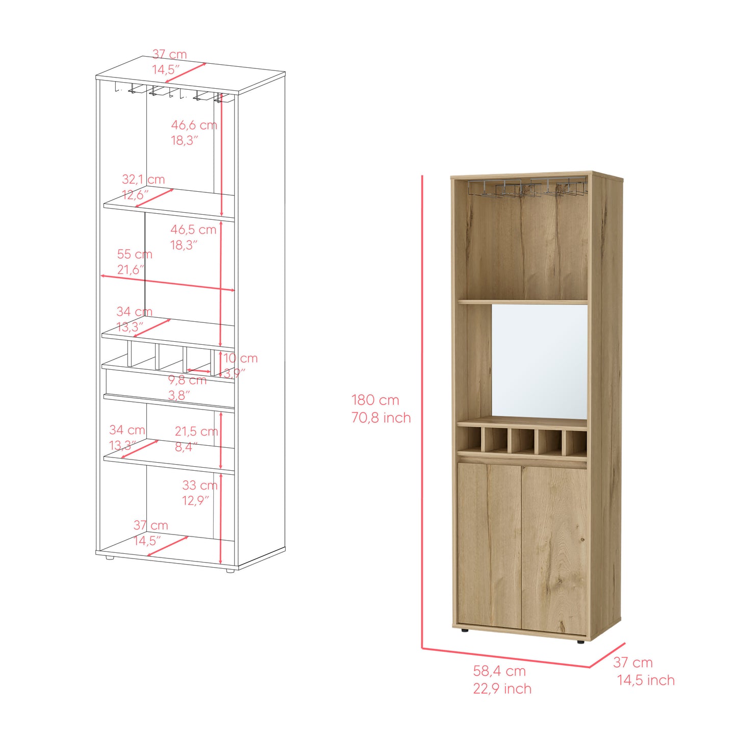 Tucson Bar Cabinet - Light Oak