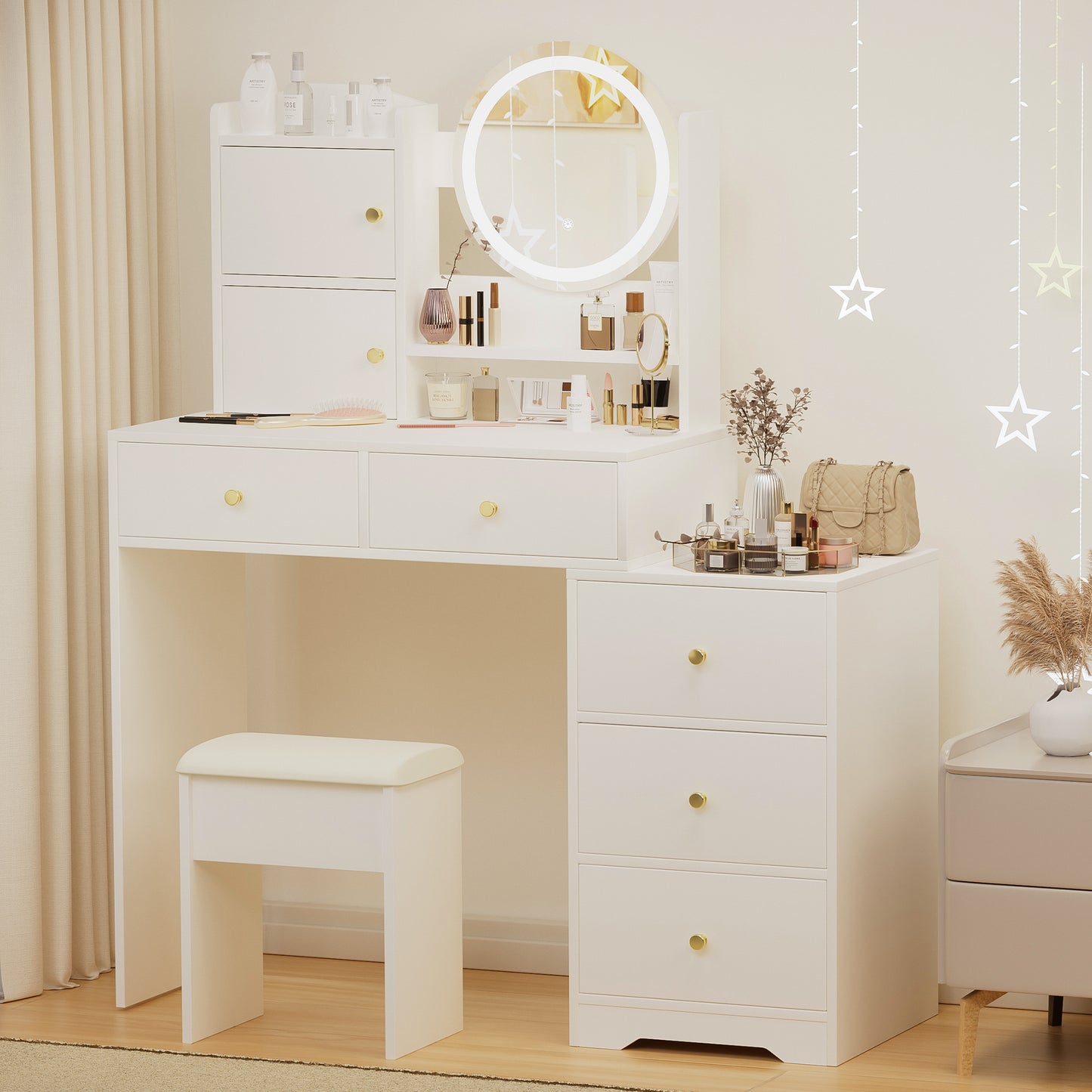 Zamo Vanity Desk with Mirror and Lights