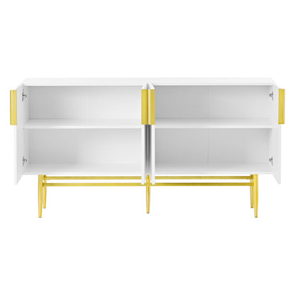 Sylvia Gold Metal Handle Sideboard Buffet - White