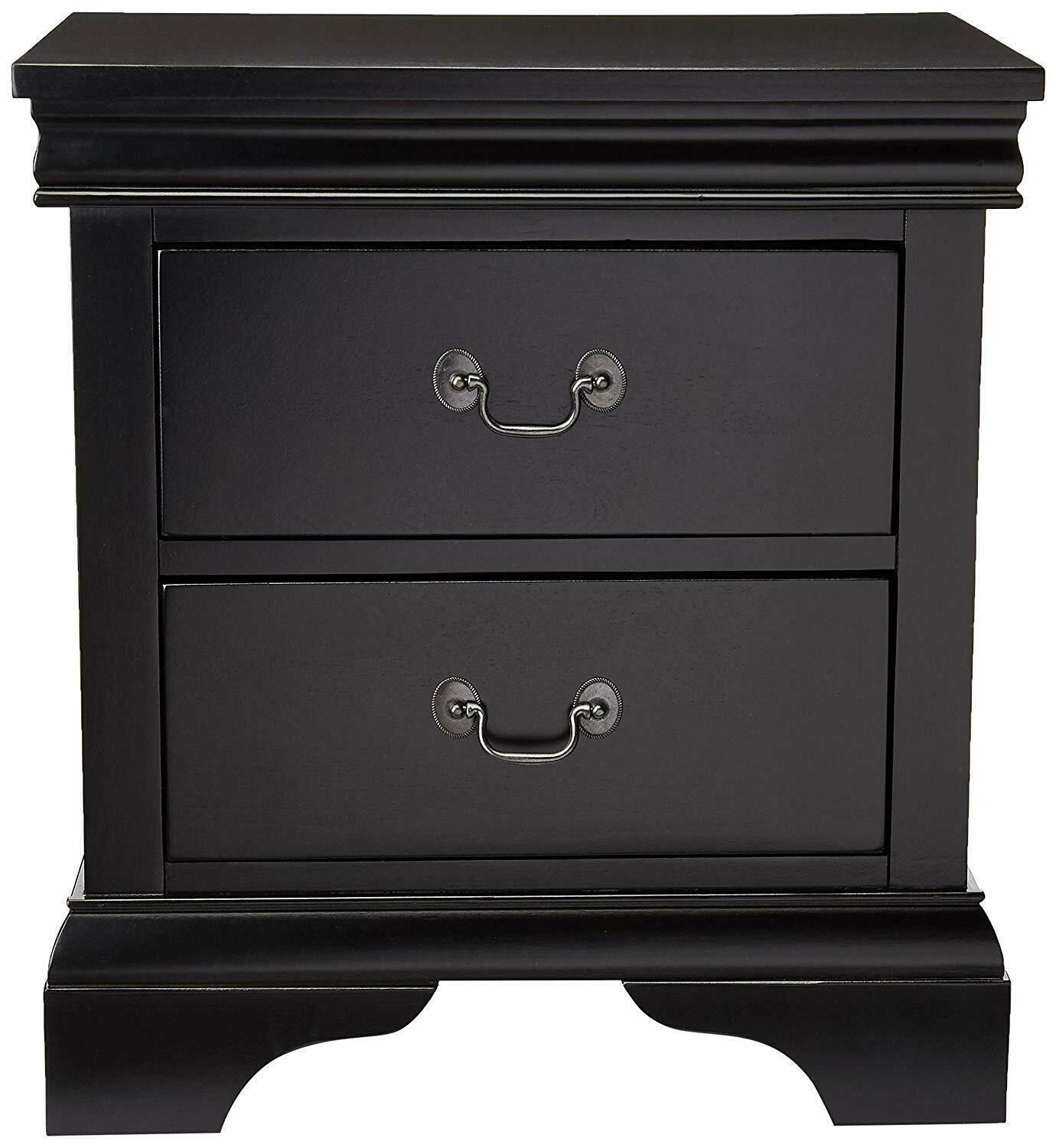 Randa Pine wood Nightstand - Black