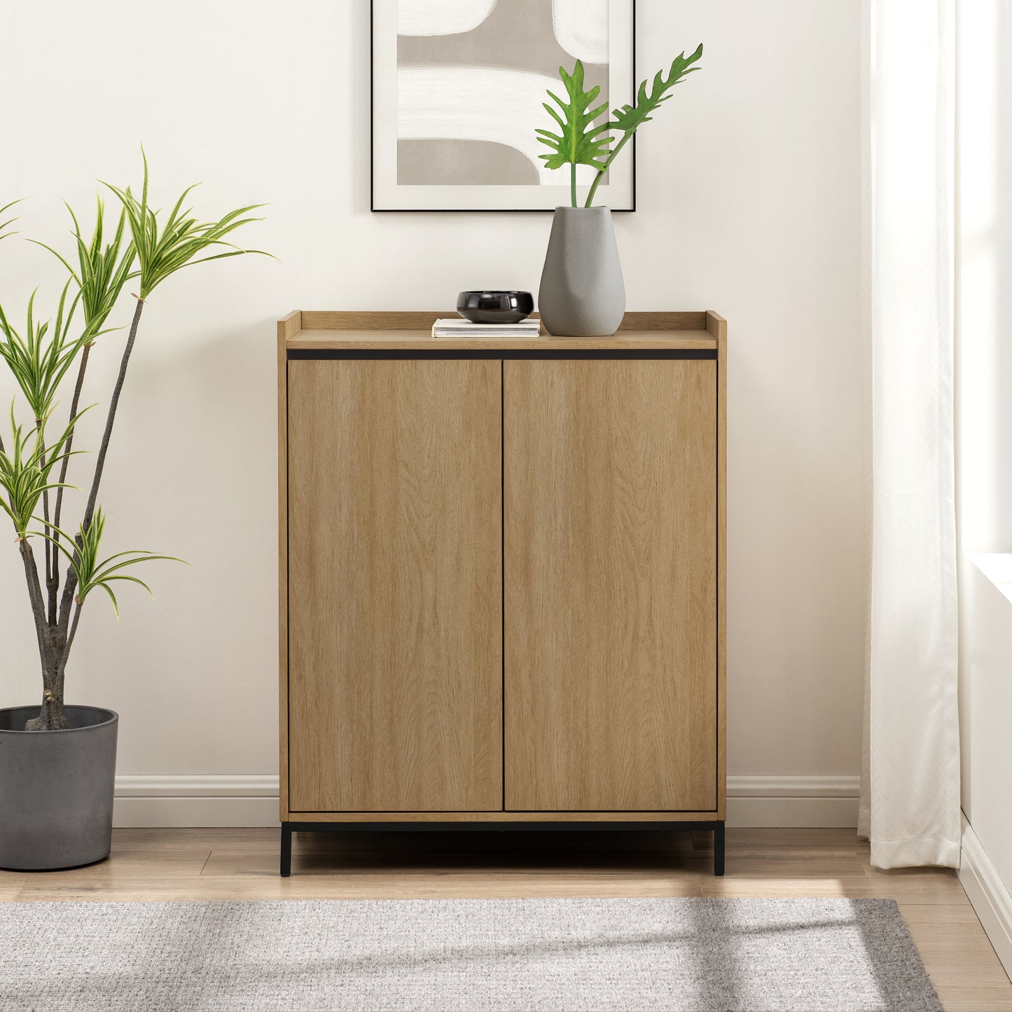 Ula Minimalist 2-Door Accent Cabinet - Light Brown