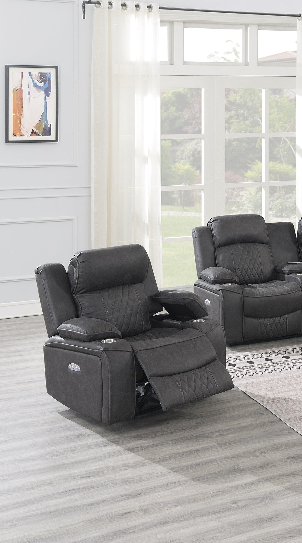 Parker Gel Leatherette Power Motion Recliner Chair - Charcoal