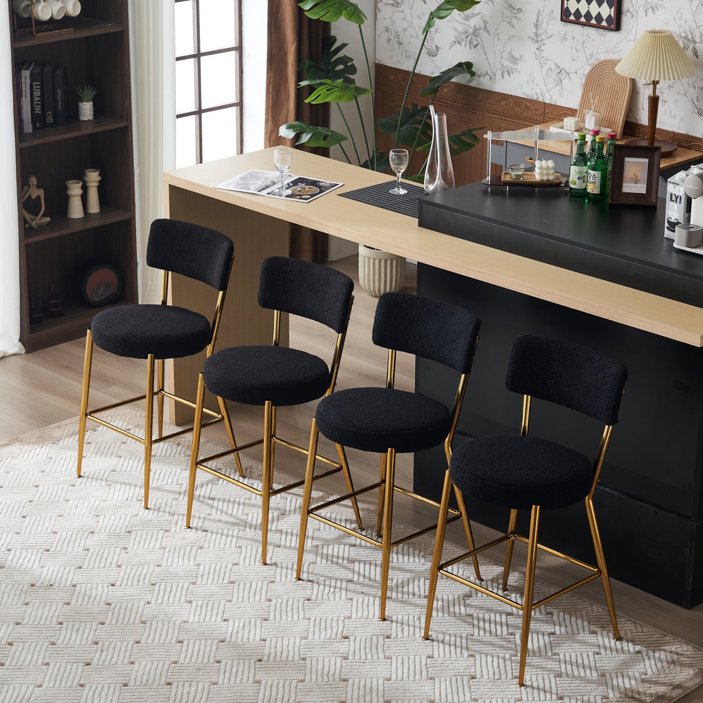 Atlas Island Comfort Bar Stool - Black Set of 2