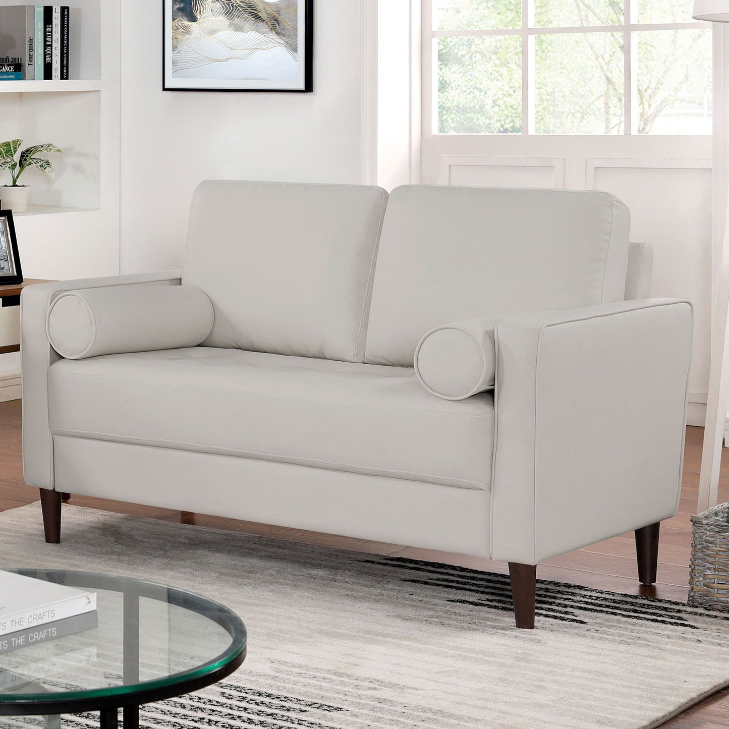 Houston Loveseat Leatherette Upholstered - Off White