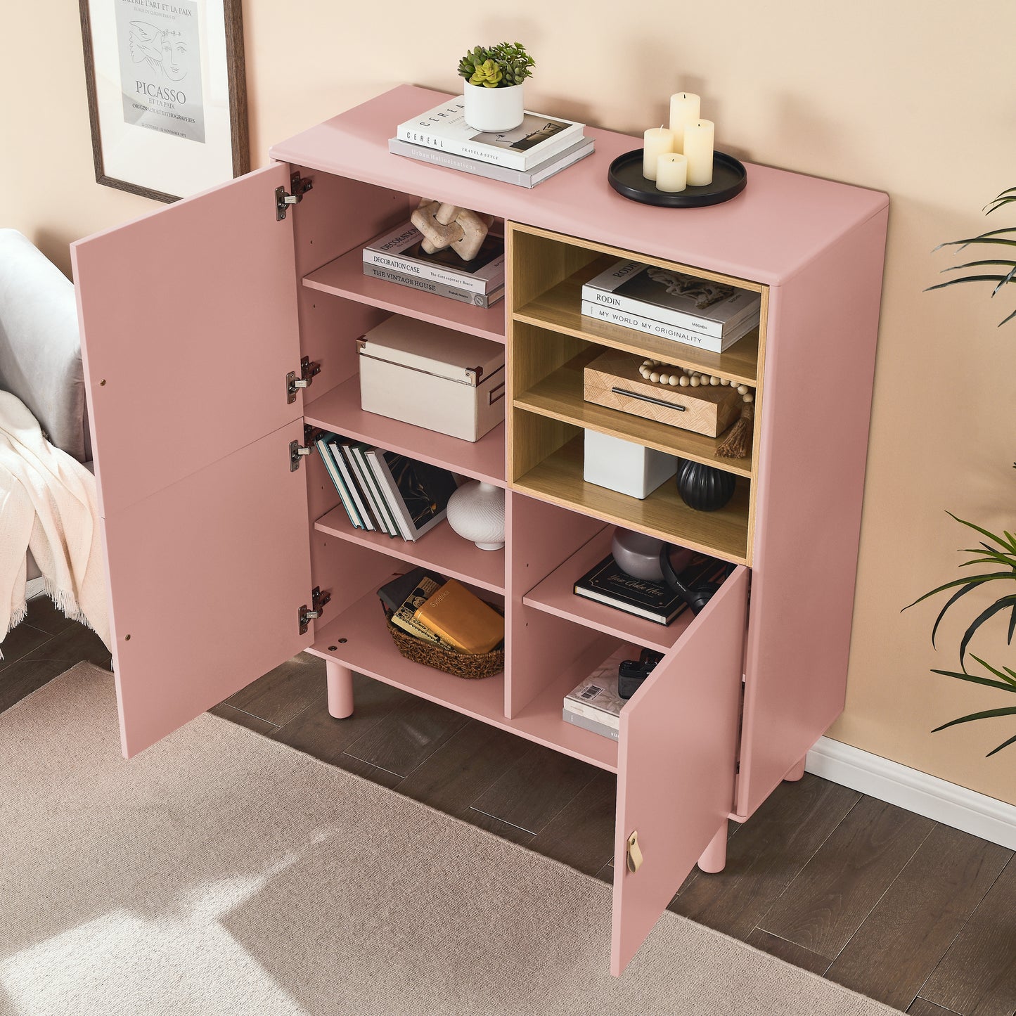 Giga Storage Wooden Cabinet - Pink