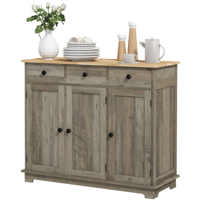 Taj Sideboard with Solid Wood Countertop - Gray