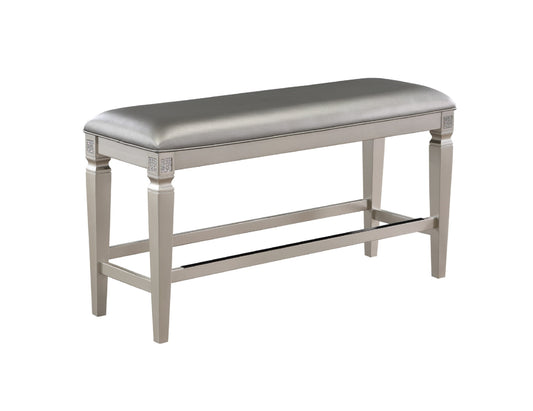 Masa Modern Glam Counter Height Bench - Silver