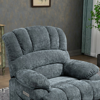 Mia Heat Massage Chenille Power Lift Recliner Chair - Blue-Gray