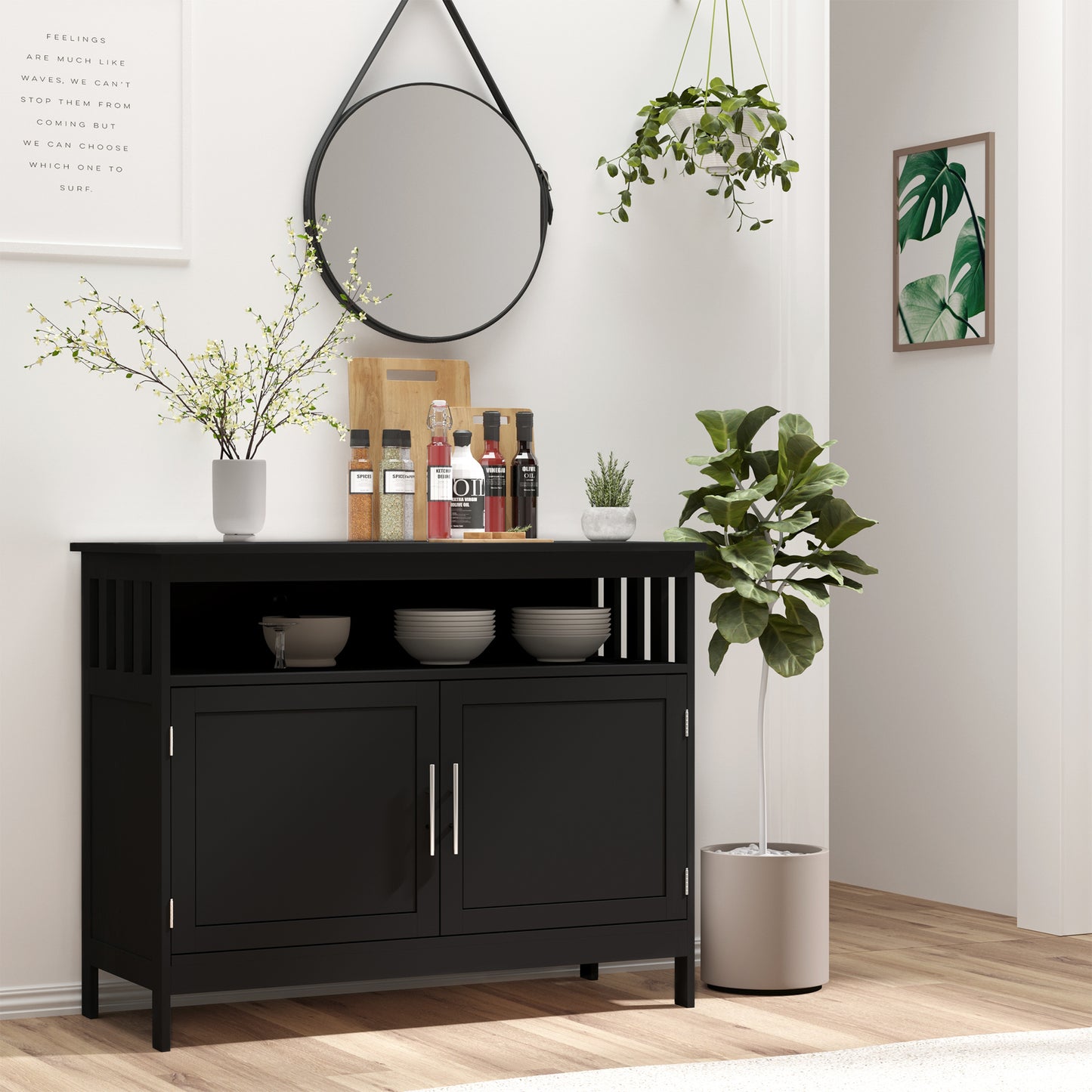 Norma Sideboard Buffet Cabinet - Black