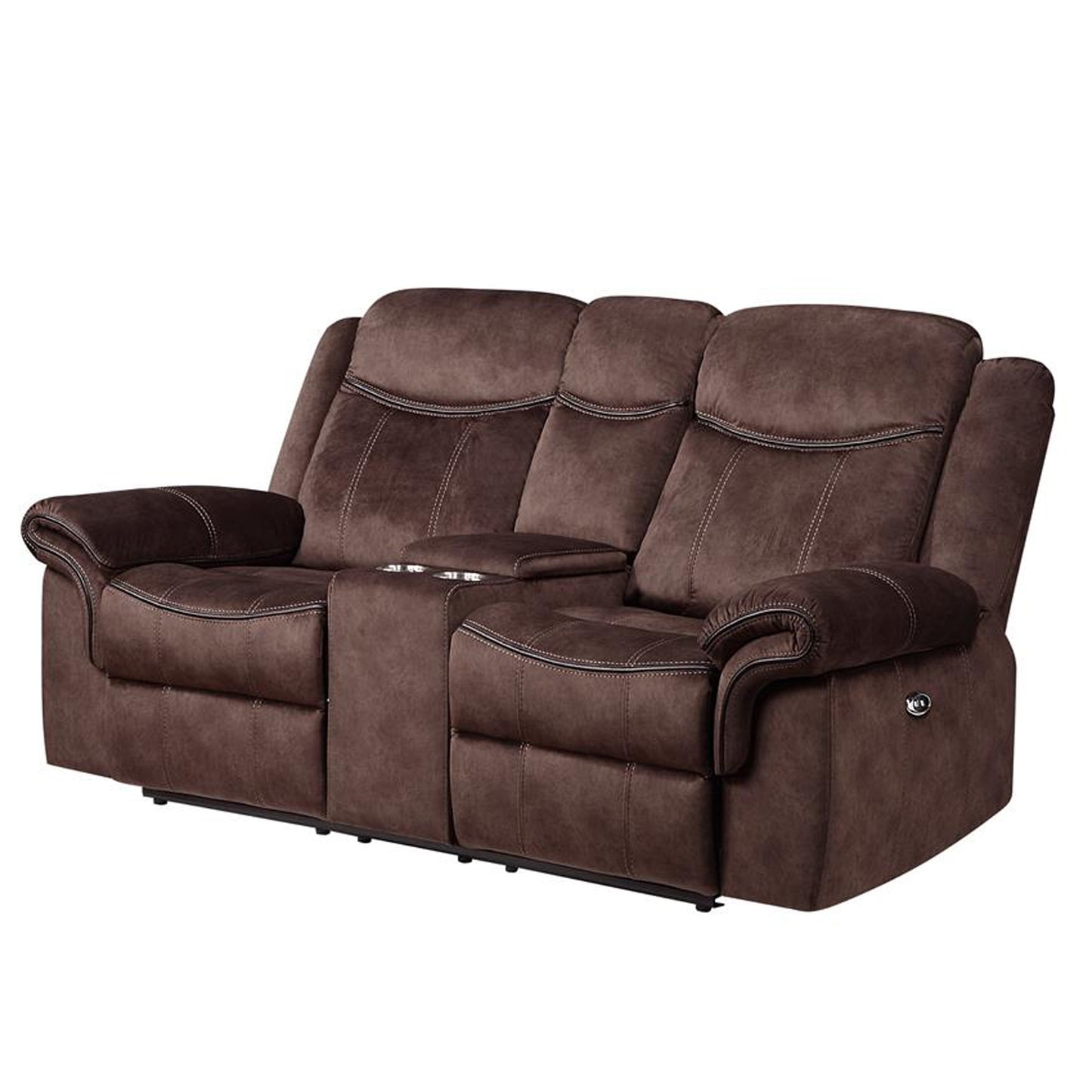 Domino Power Recliner Console Loveseat - Coffee