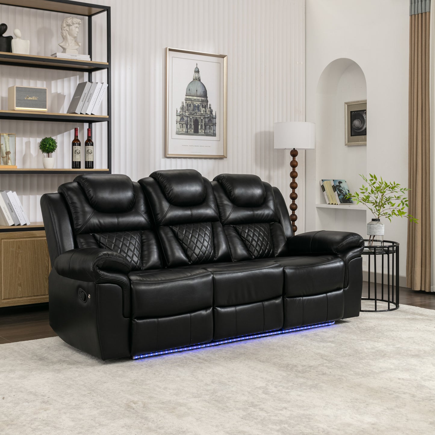 Milo 3 Pieces Recliner Sofa Sets - Black