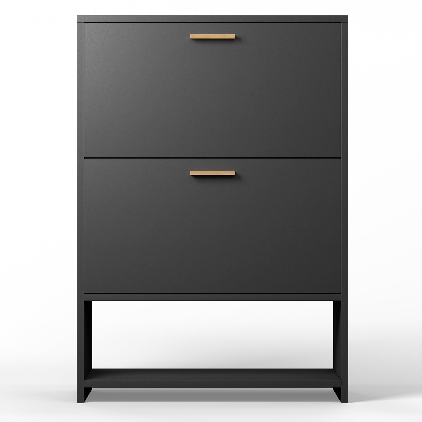 2 Drawer All Steel Large Shoe Cabinet - Black