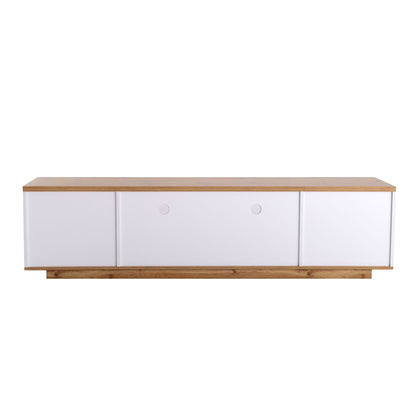 Dena Modern TV stand with Door Rebound Device - White+Natural