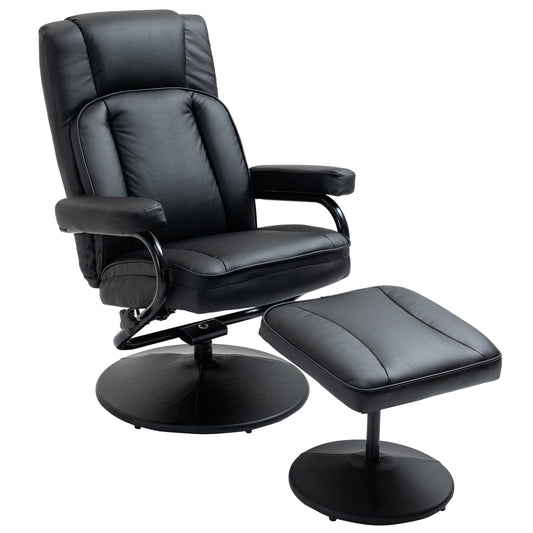 Moore  360° Swivel Recliner Chair with Ottoman - Black