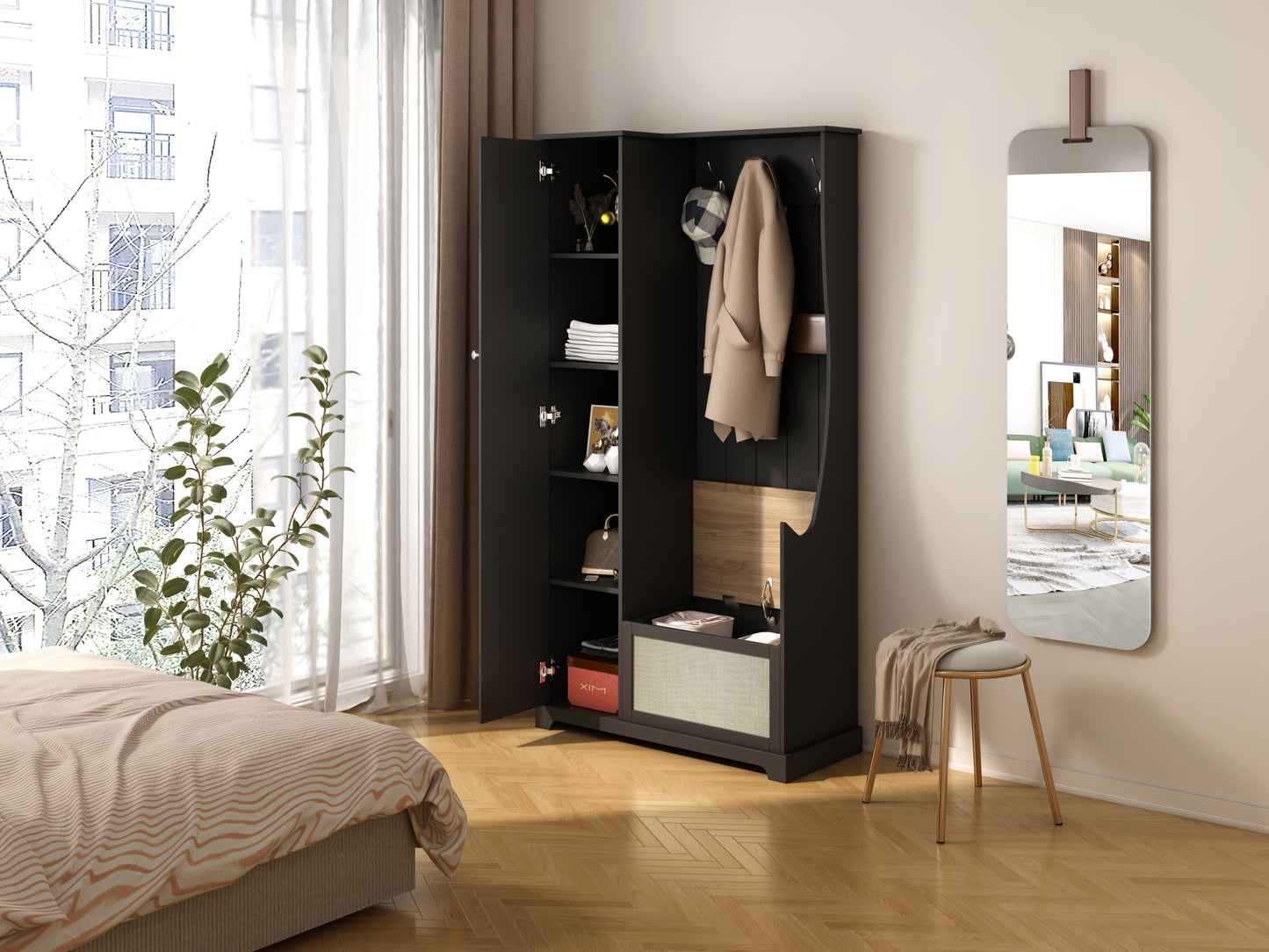 Tero 1 Door Closet - Black