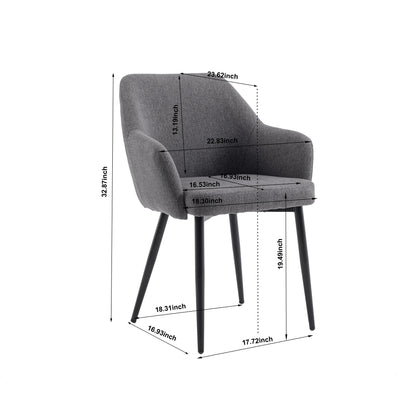 Beton Dining Chairs with Metal Legs (Set of 2) - Dark Gray