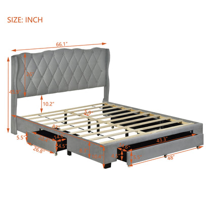 Valencia Queen Size Platform Bed - Gray