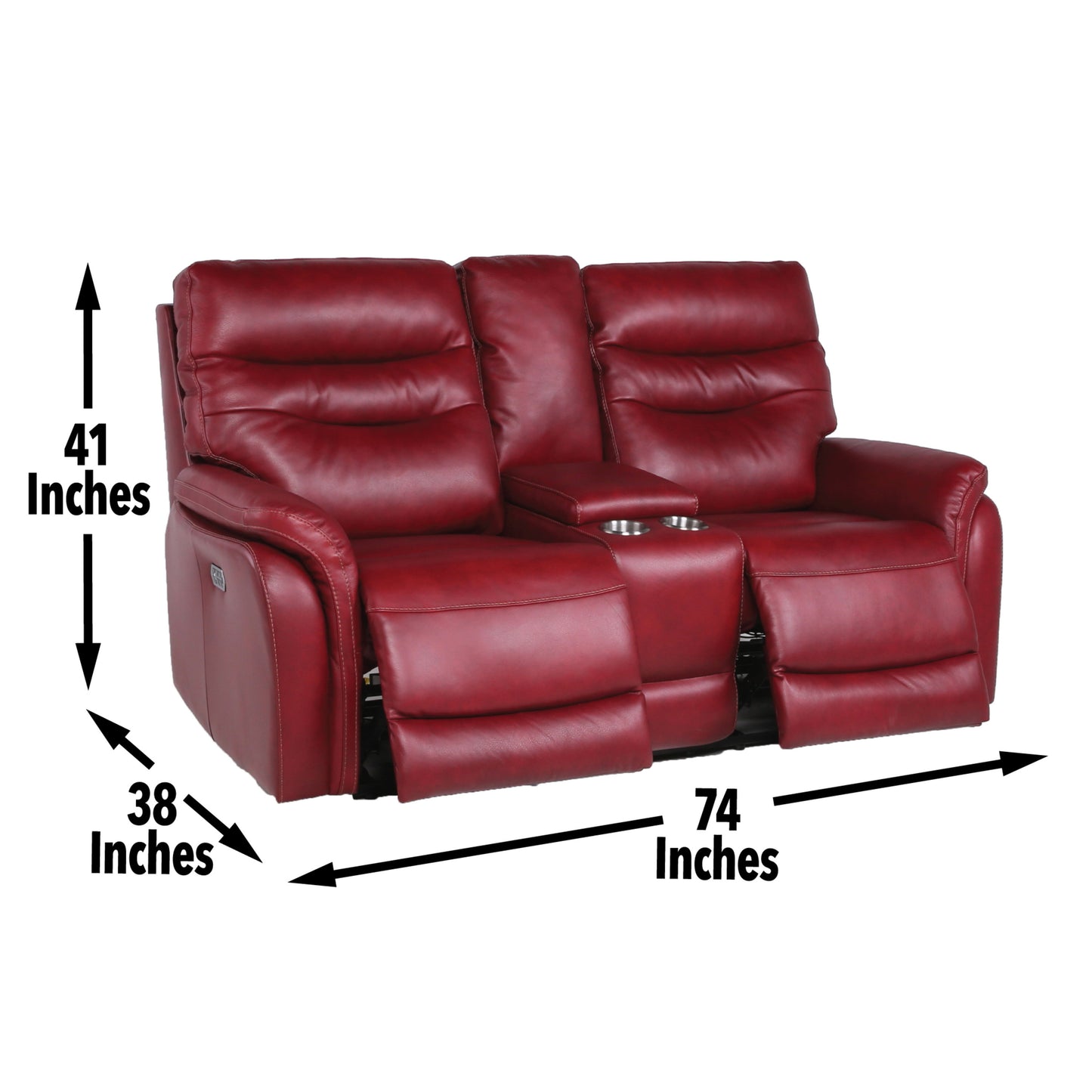 Sullivan Top-Grain Leather Power Recline Loveseat - Red