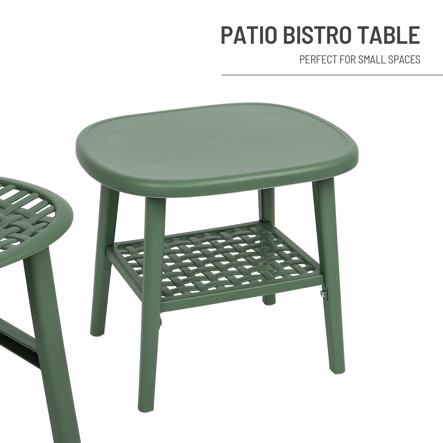 Toccara  3 Pc Retro Patio Table Chair Set - Green