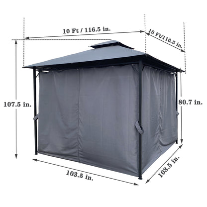 Coral 10 x 10 ft Outdoor Patio Gazebo Canopy Tent - Dark Gray