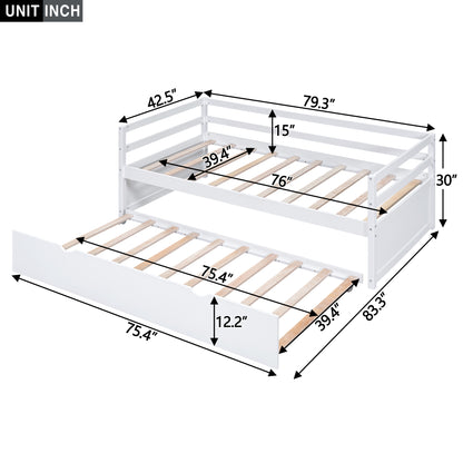 Zim Twin Size Daybed with Twin Size Trundle - White