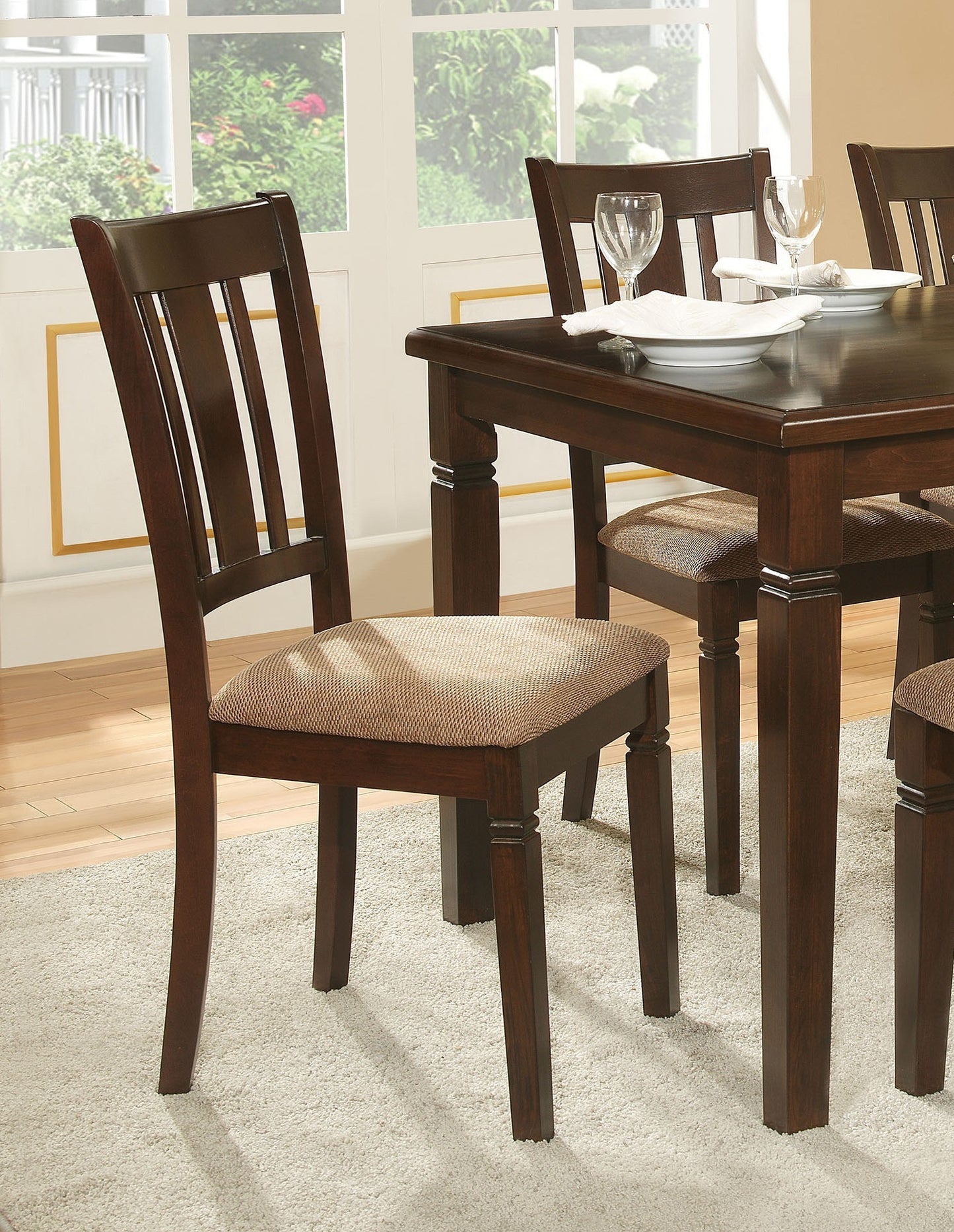 Tia 6pc Dining Set Dining Table 4x Side Chairs 1x Bench - Espresso