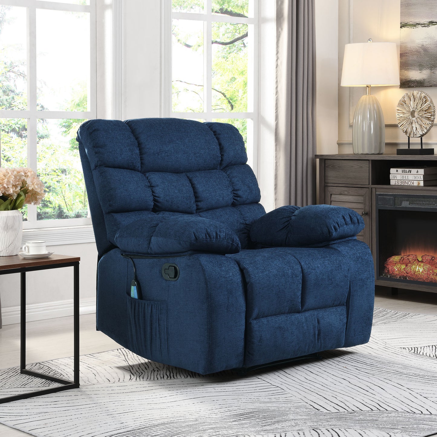 Jovan Power Recliner with Massage - Blue