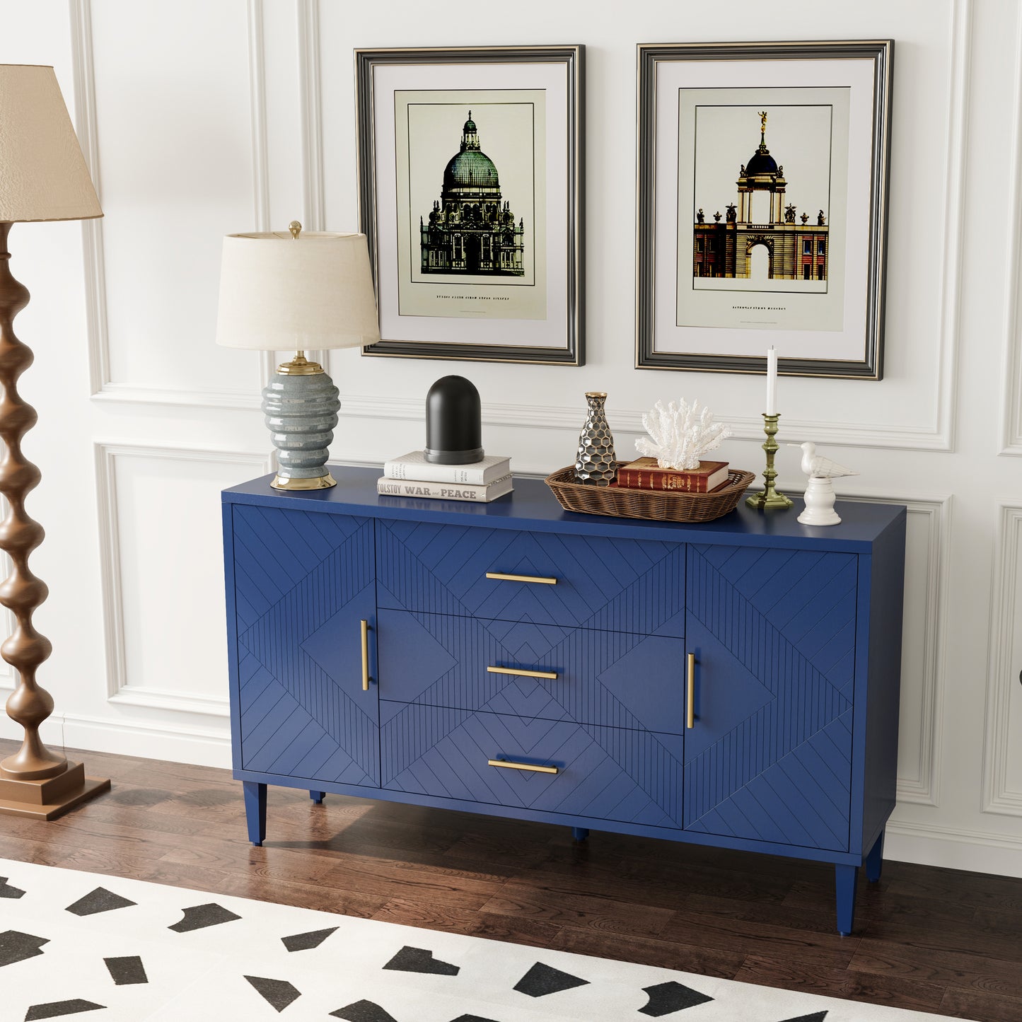 Kole 2-Door 3-Drawer Cabinet - Navy Blue