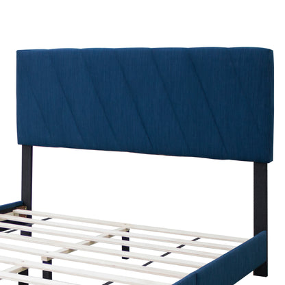 Merson Queen Size Platform Bed with Adjustable Height - Blue