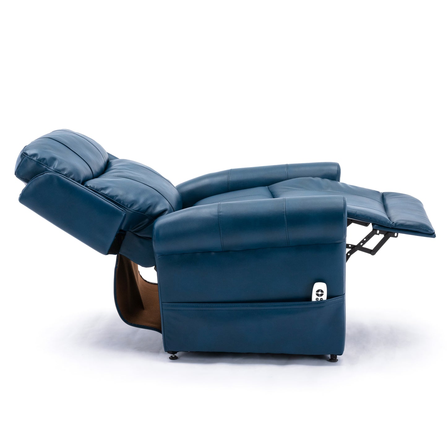 Lowell Leather Gel Lift Chair with Massage - Navy Blue