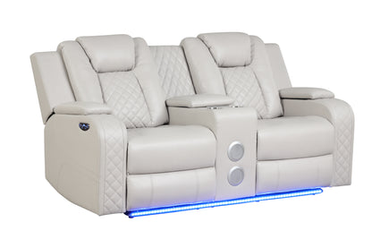 Riley LED & Power Reclining Loveseat - Beige